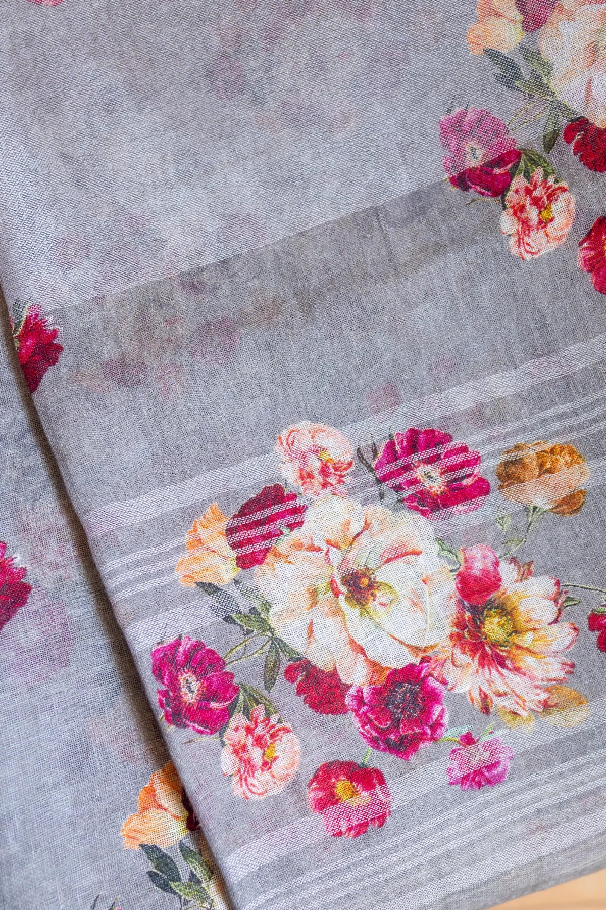 Printed Linen Cotton - Grey