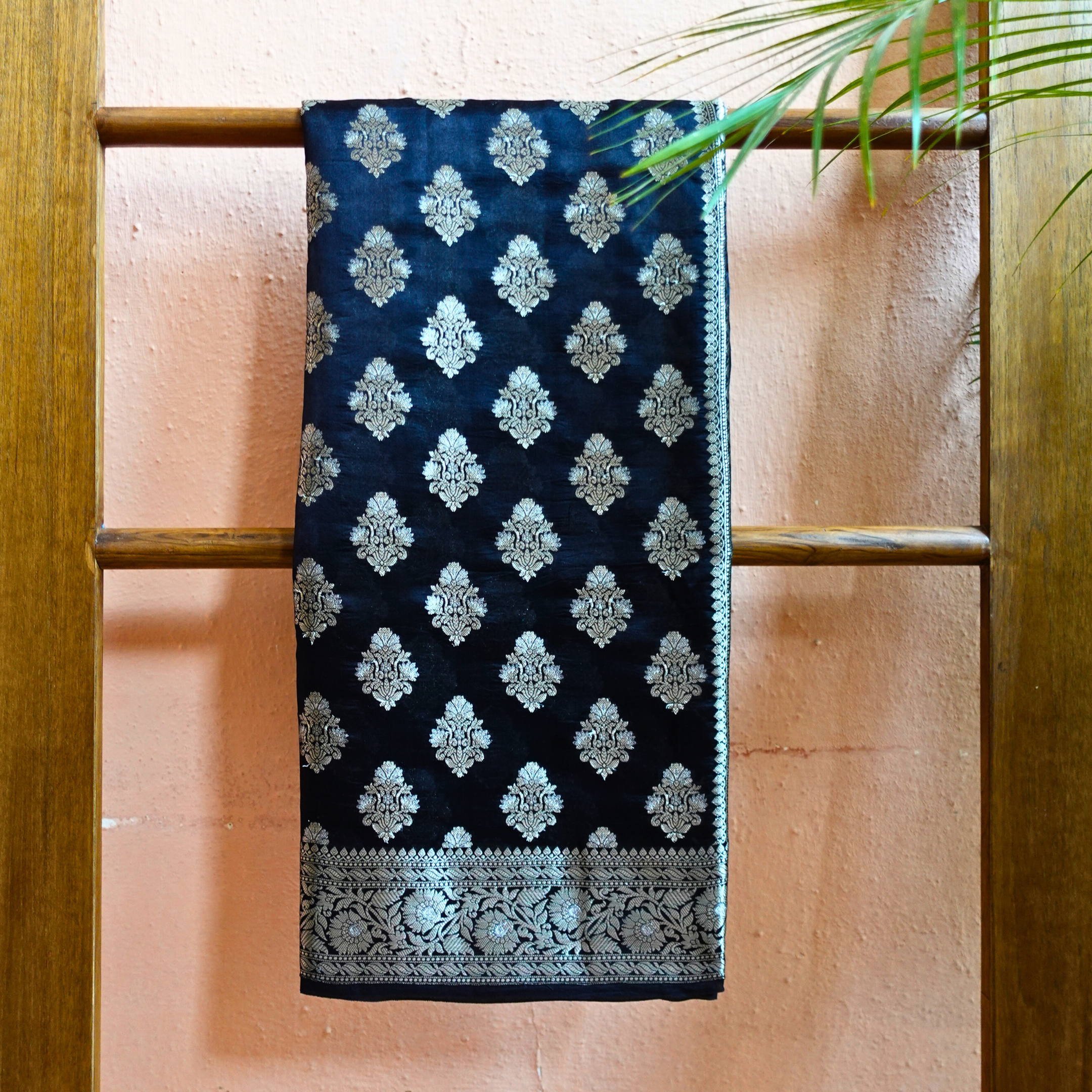 Midnight Bloom - Black Banarasi Saree