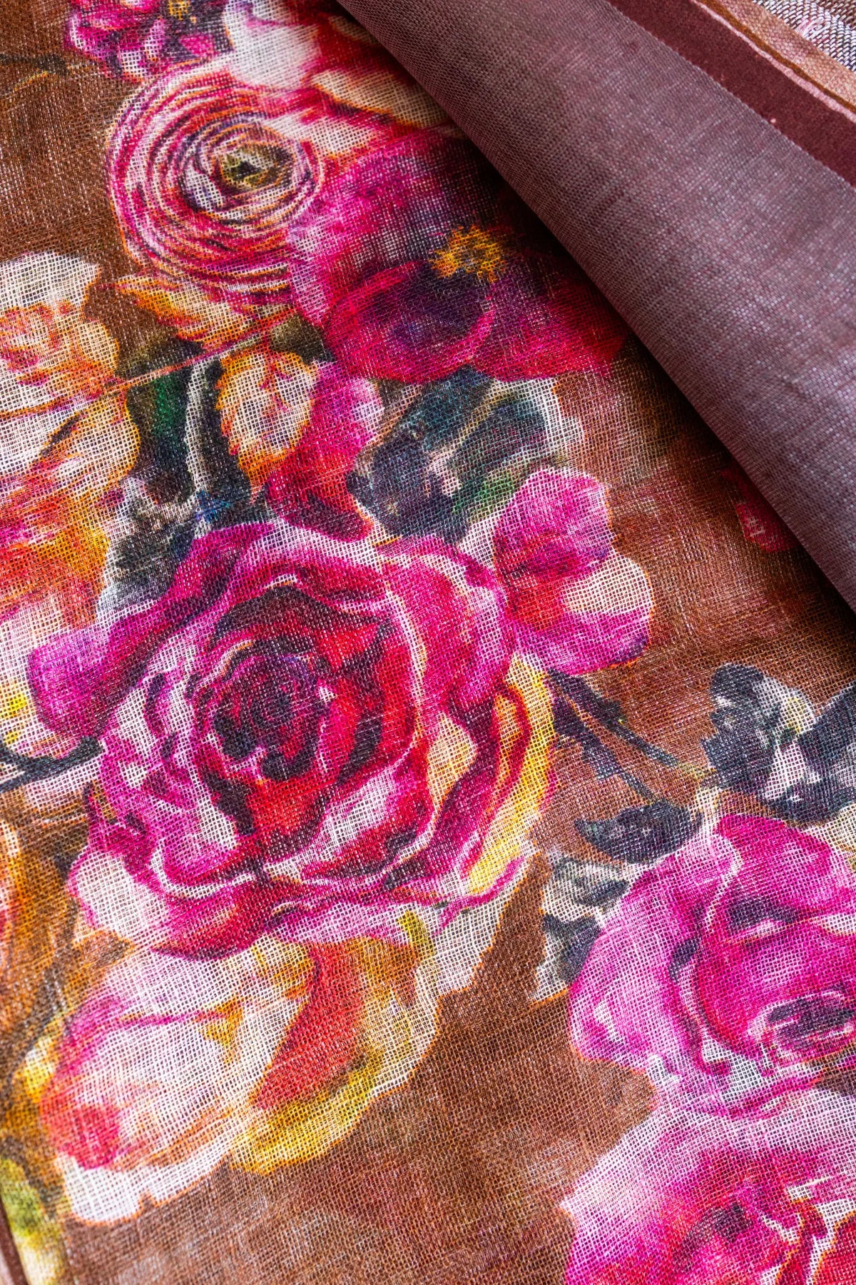 Printed Linen Cotton - Brown 1