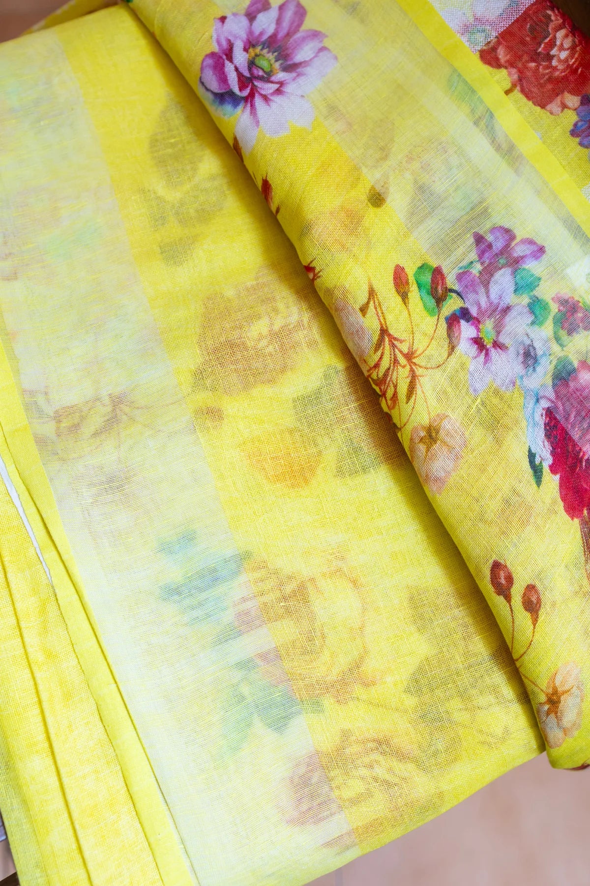 Printed Linen Cotton - Yellow 2