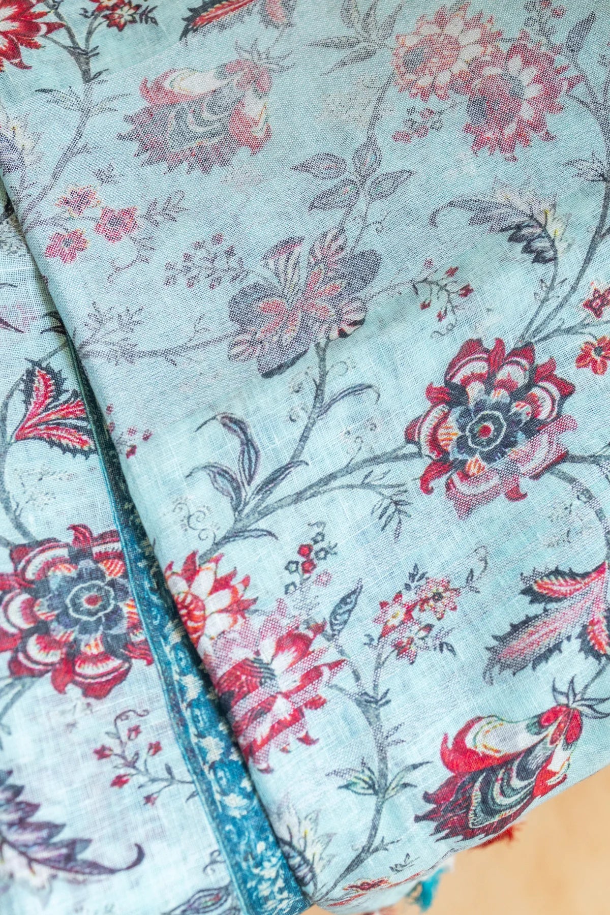 Printed Linen Cotton - Skyblue 2