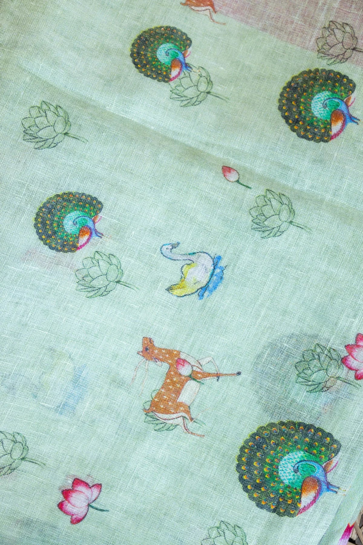 Printed Linen Cotton - Green 3