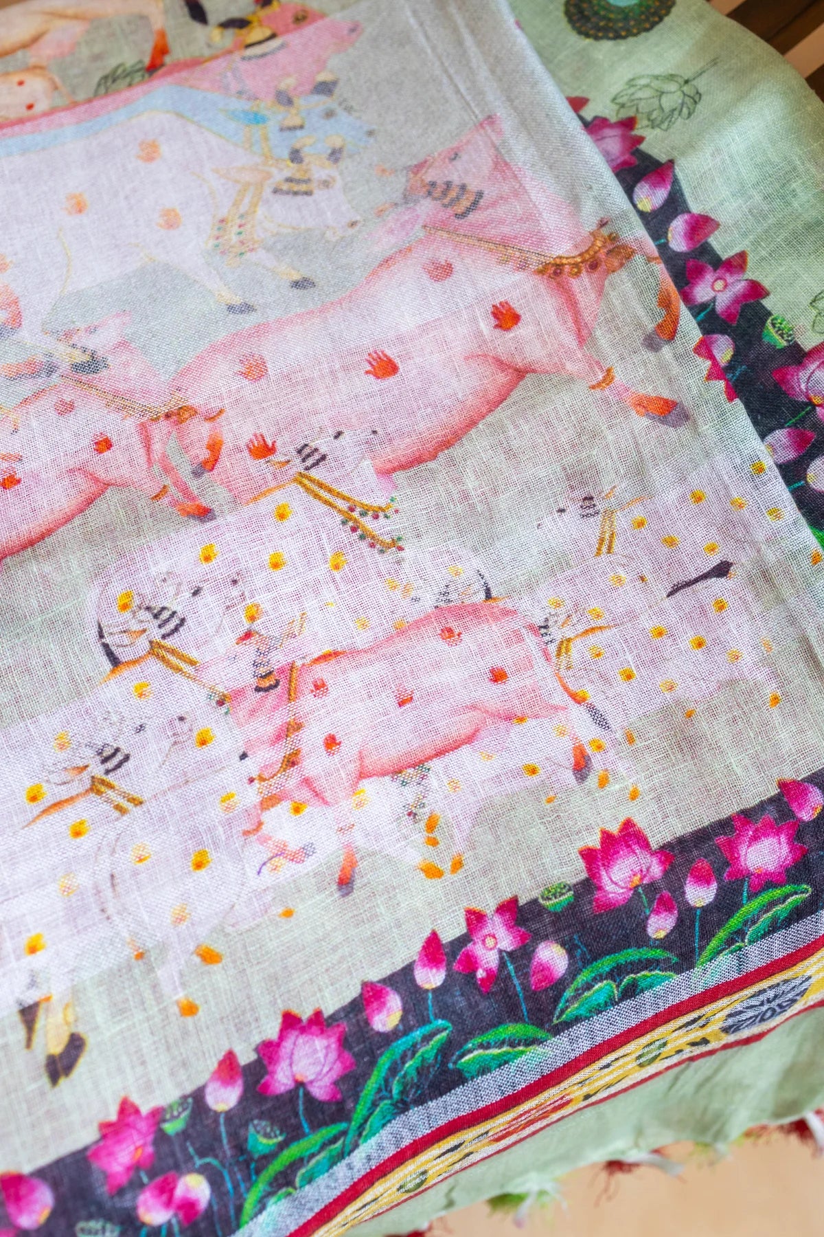 Printed Linen Cotton - Green 3