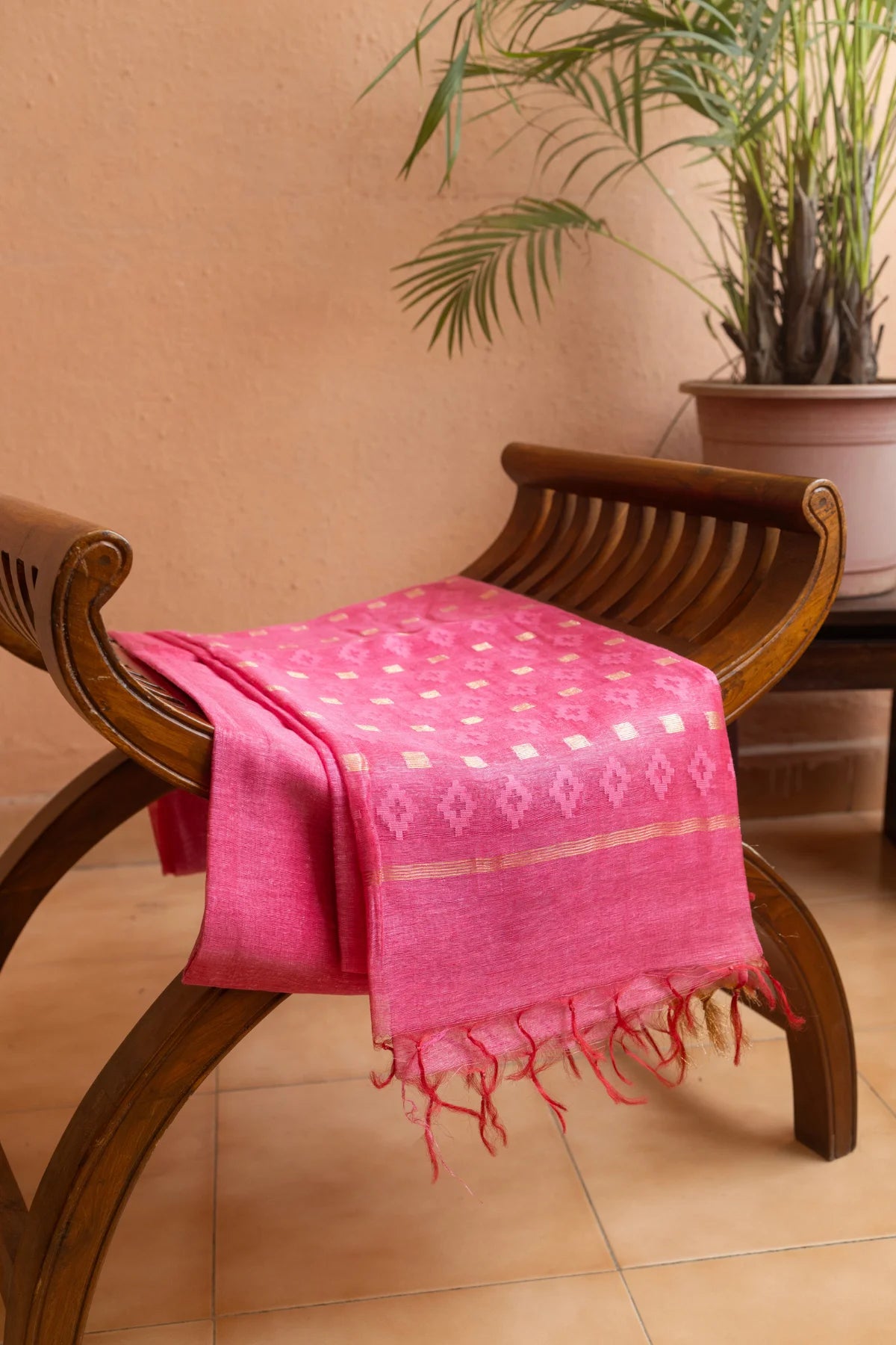 Linen Silk Sarees- Pink