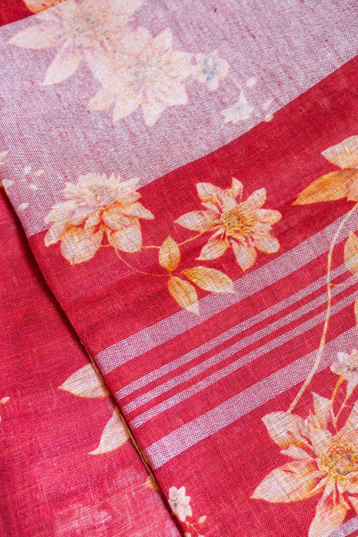 Printed Linen Cotton - Red 2