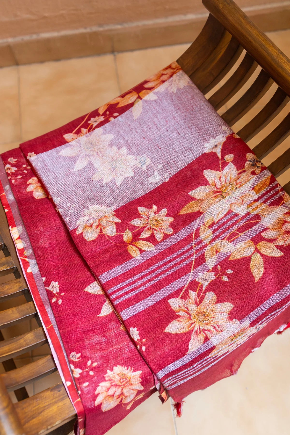 Printed Linen Cotton - Red 2