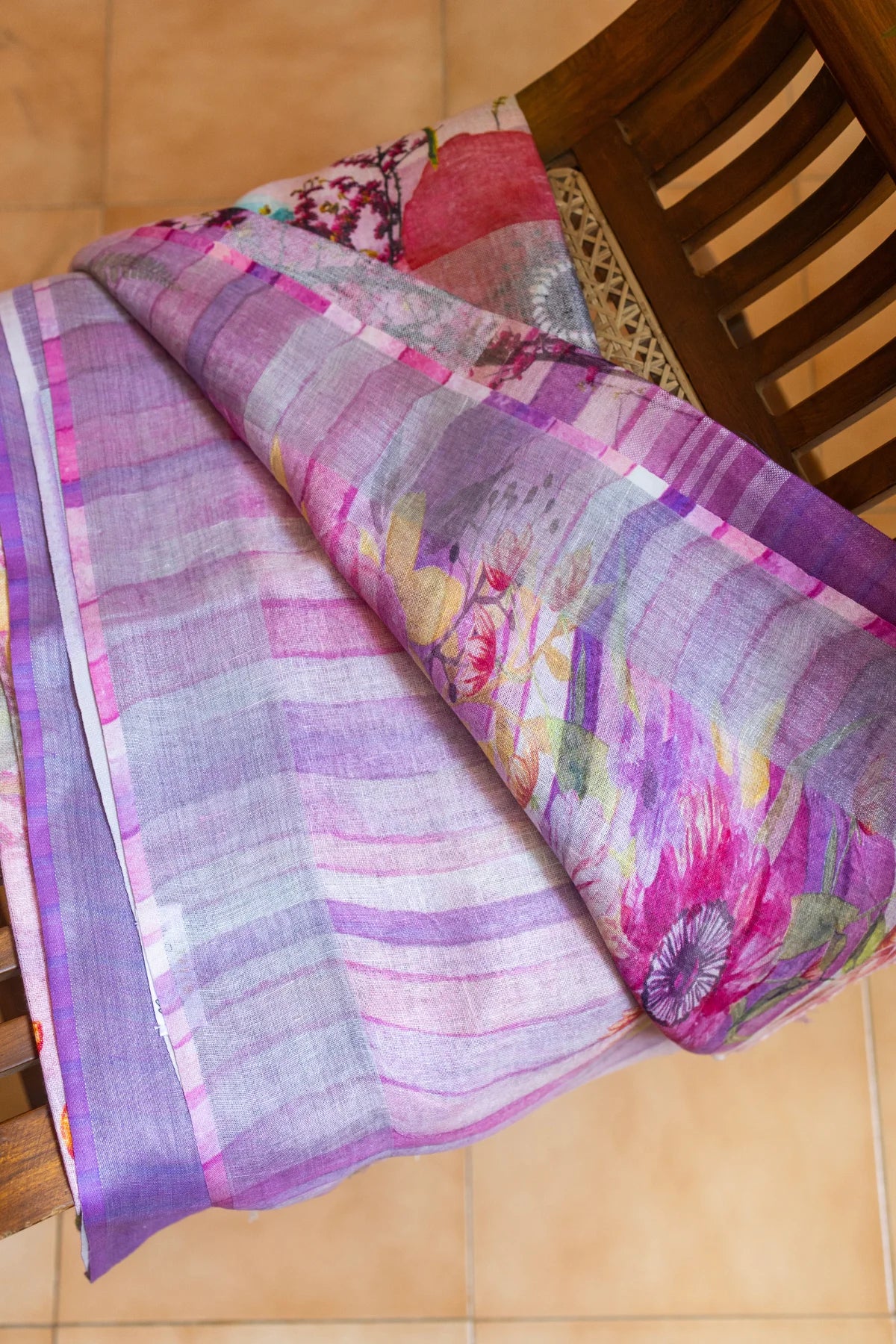 Printed Linen Cotton - Purple