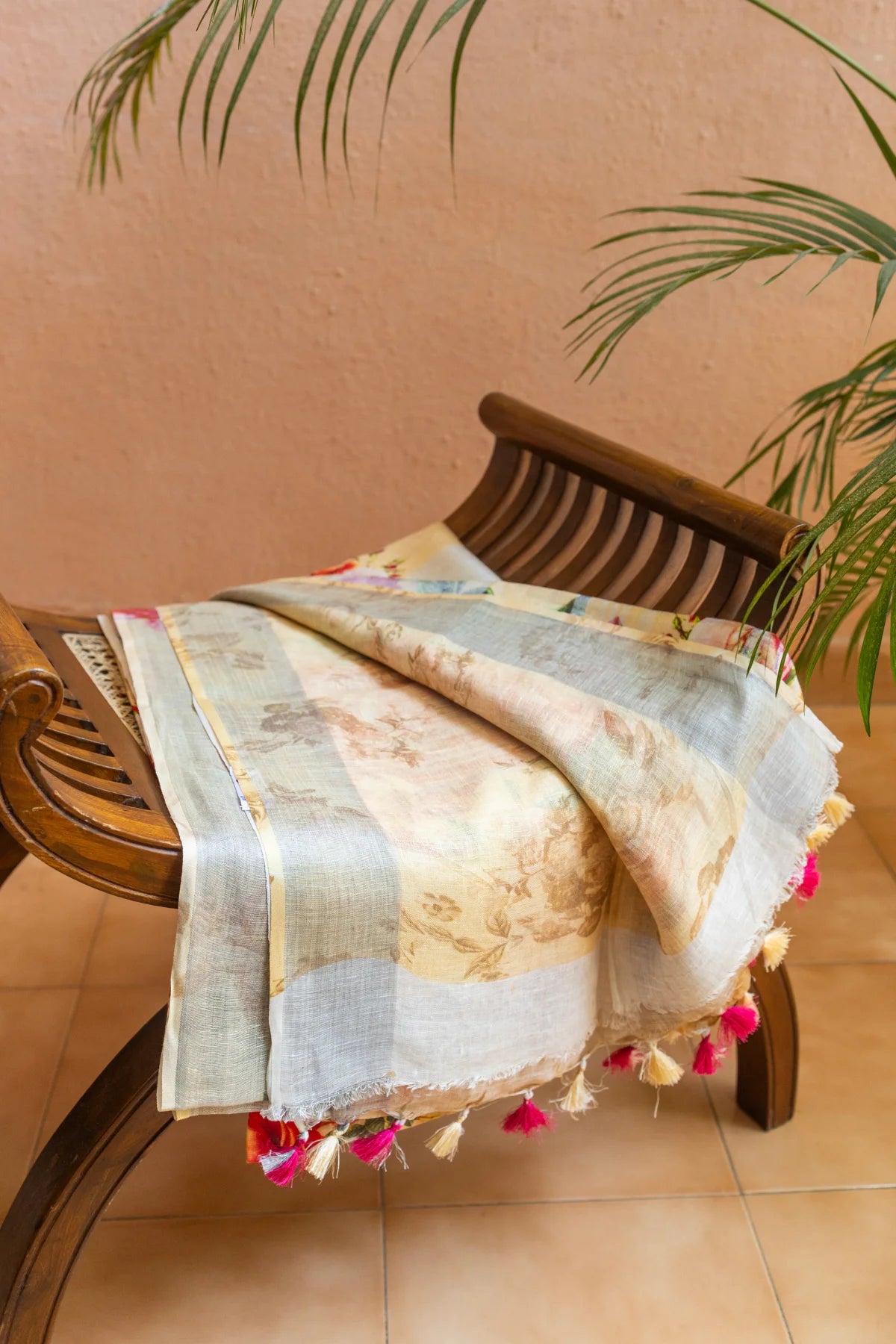 Printed Linen Cotton - Cream