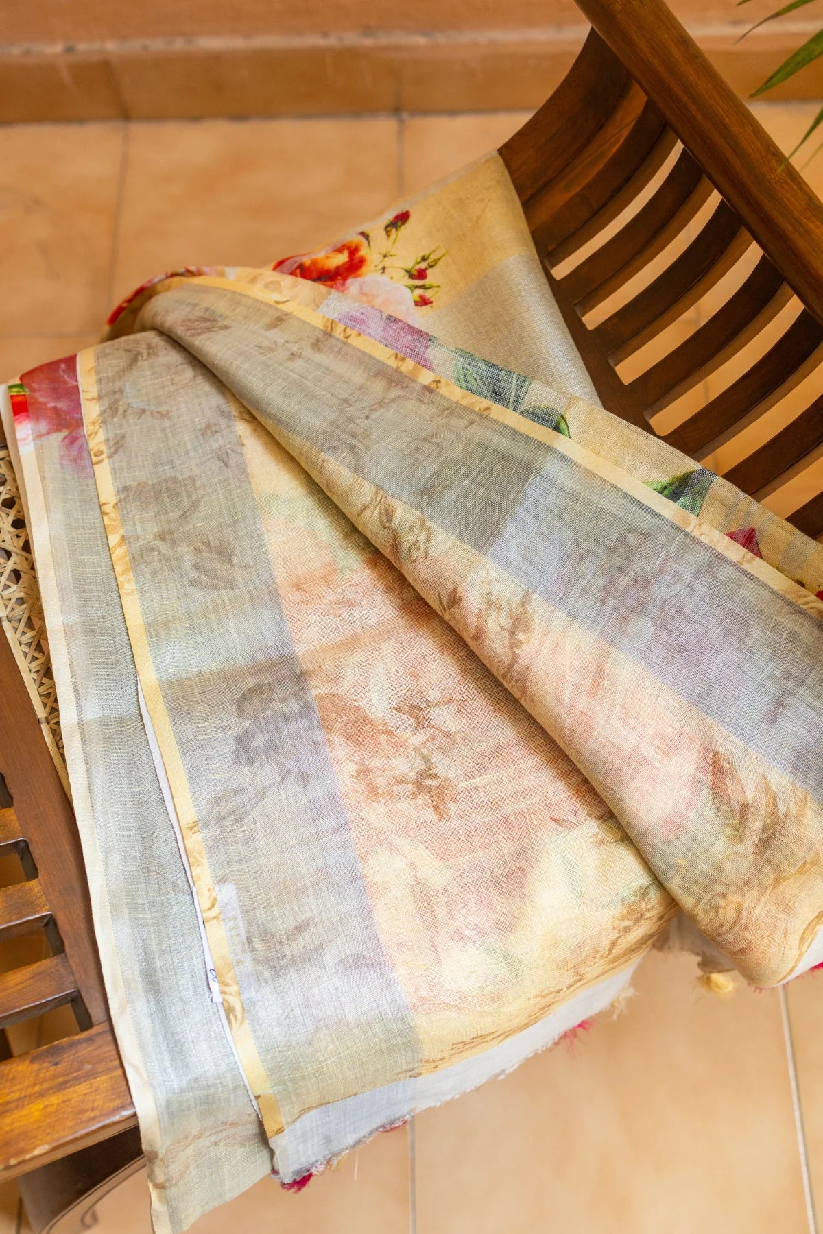 Printed Linen Cotton - Cream