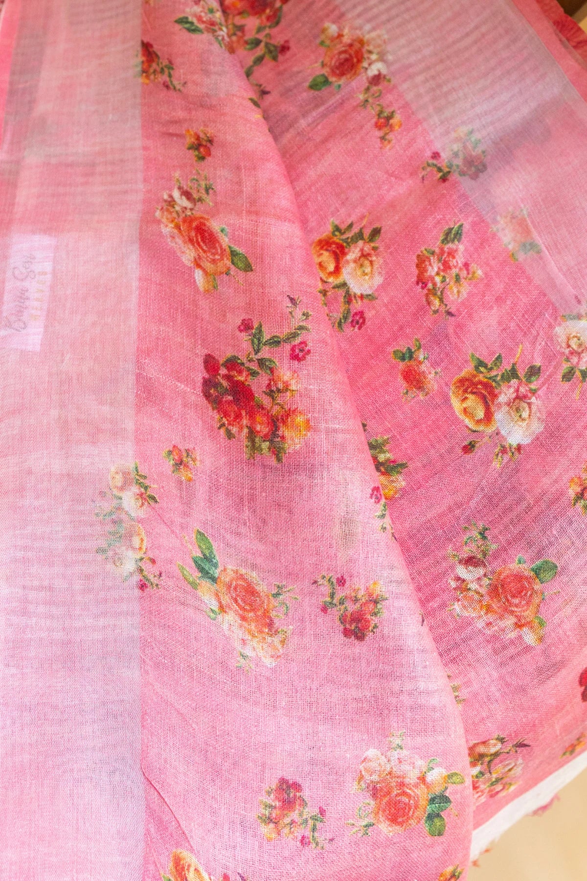 Printed Linen Cotton - Light Pink