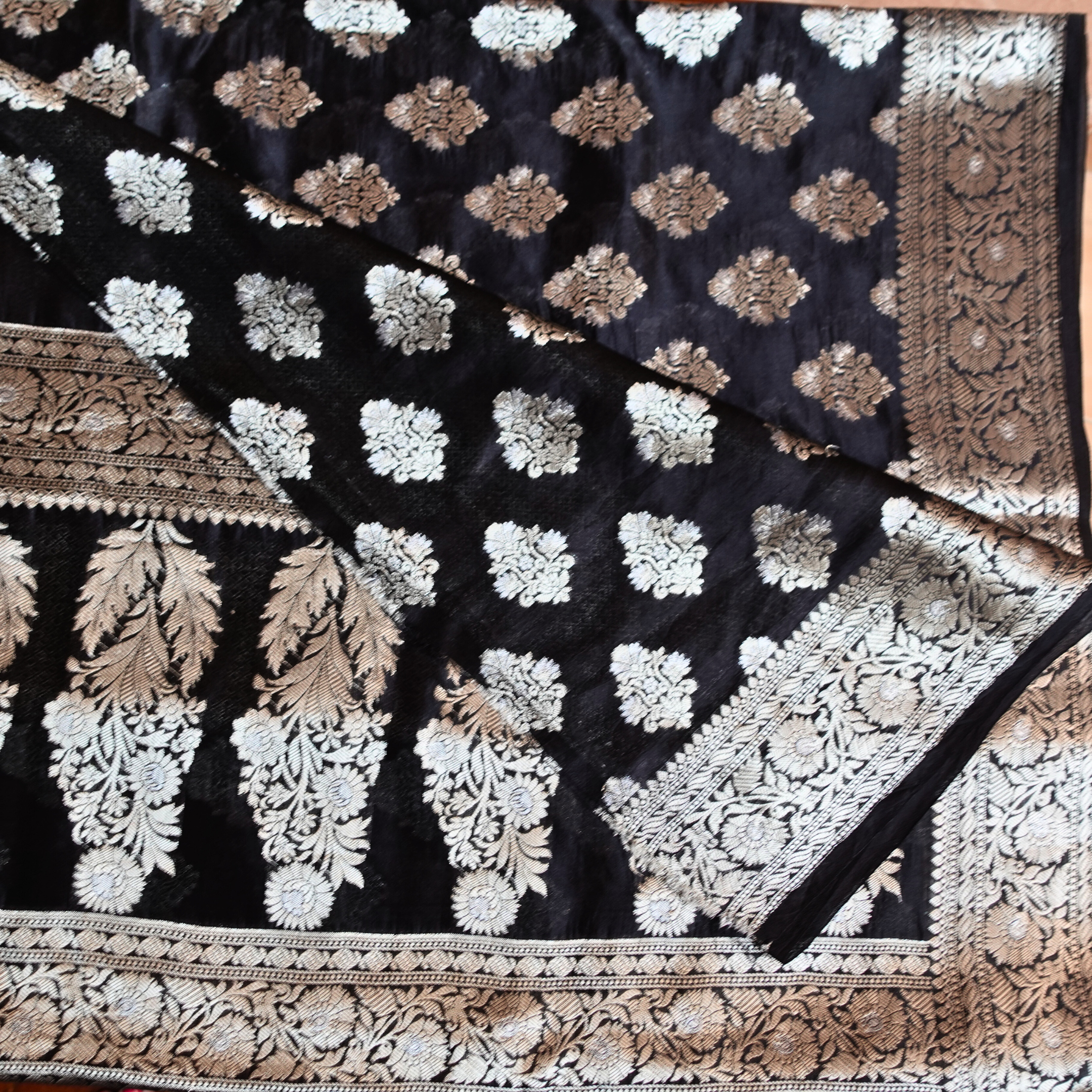 Midnight Bloom - Black Banarasi Saree