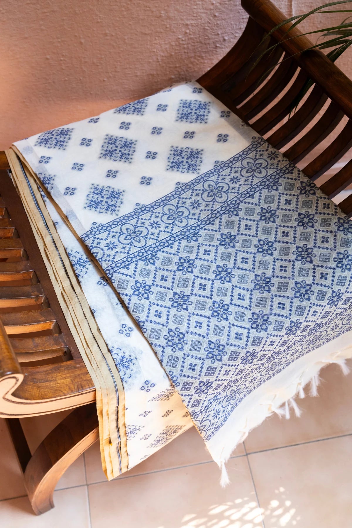 Banarasi Cotton Sarees - white&blue