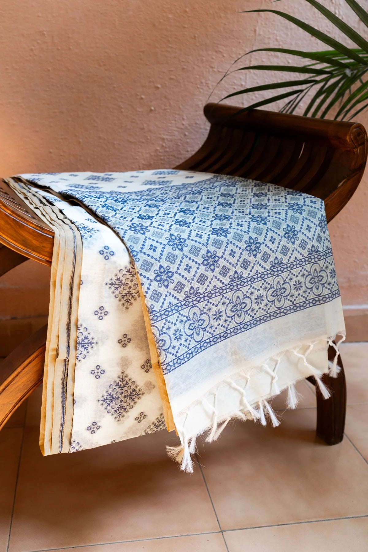 Banarasi Cotton Sarees - white&blue