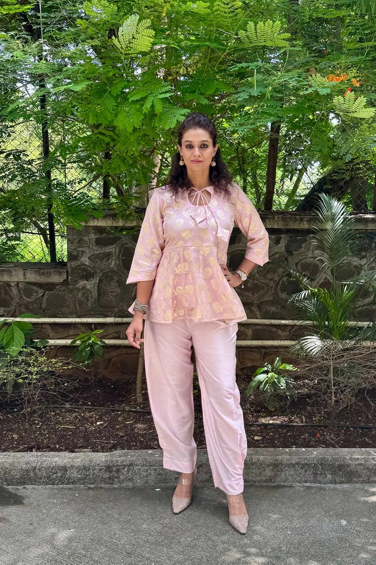 Banarasi Silk Co-Ord Set - Light Pink