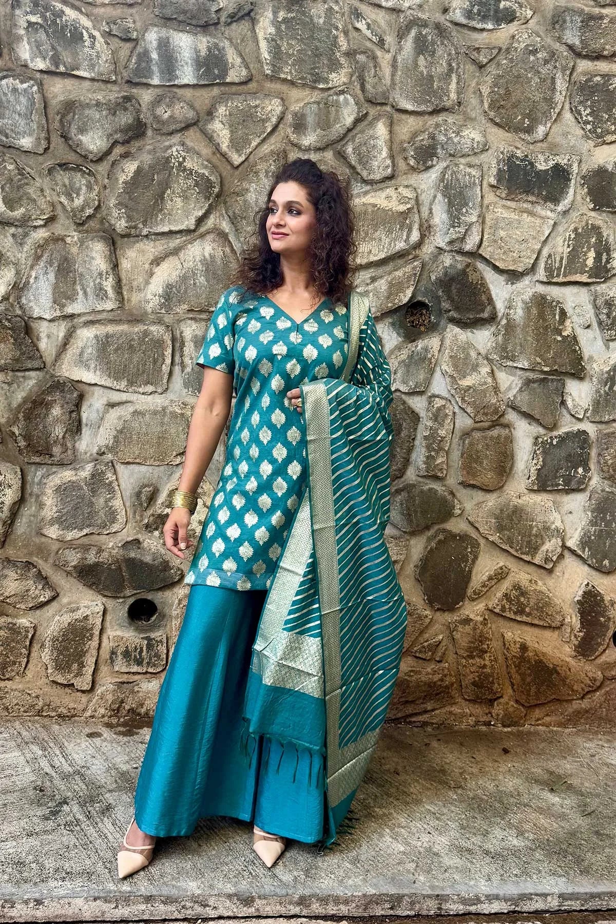 Banarasi Silk Co-Ord Set - Midnight Blue