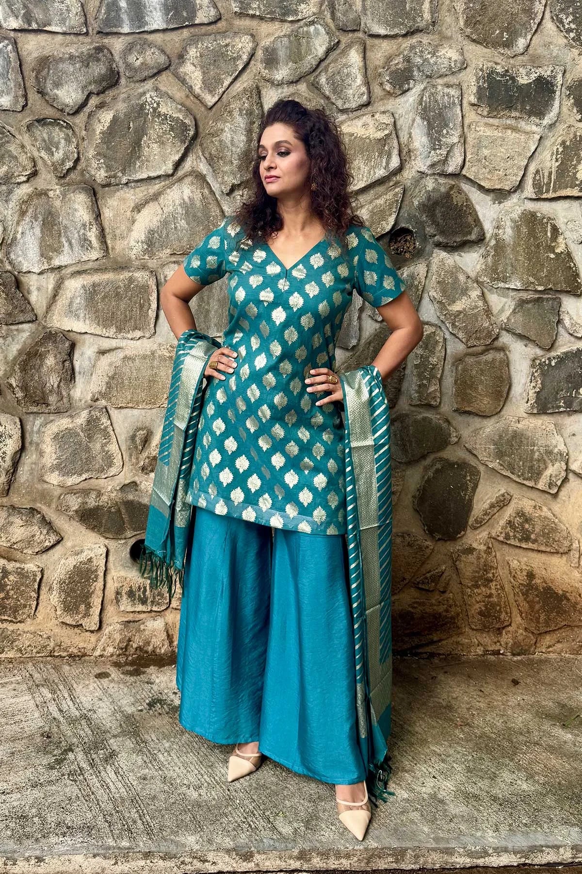 Banarasi Silk Co-Ord Set - Midnight Blue