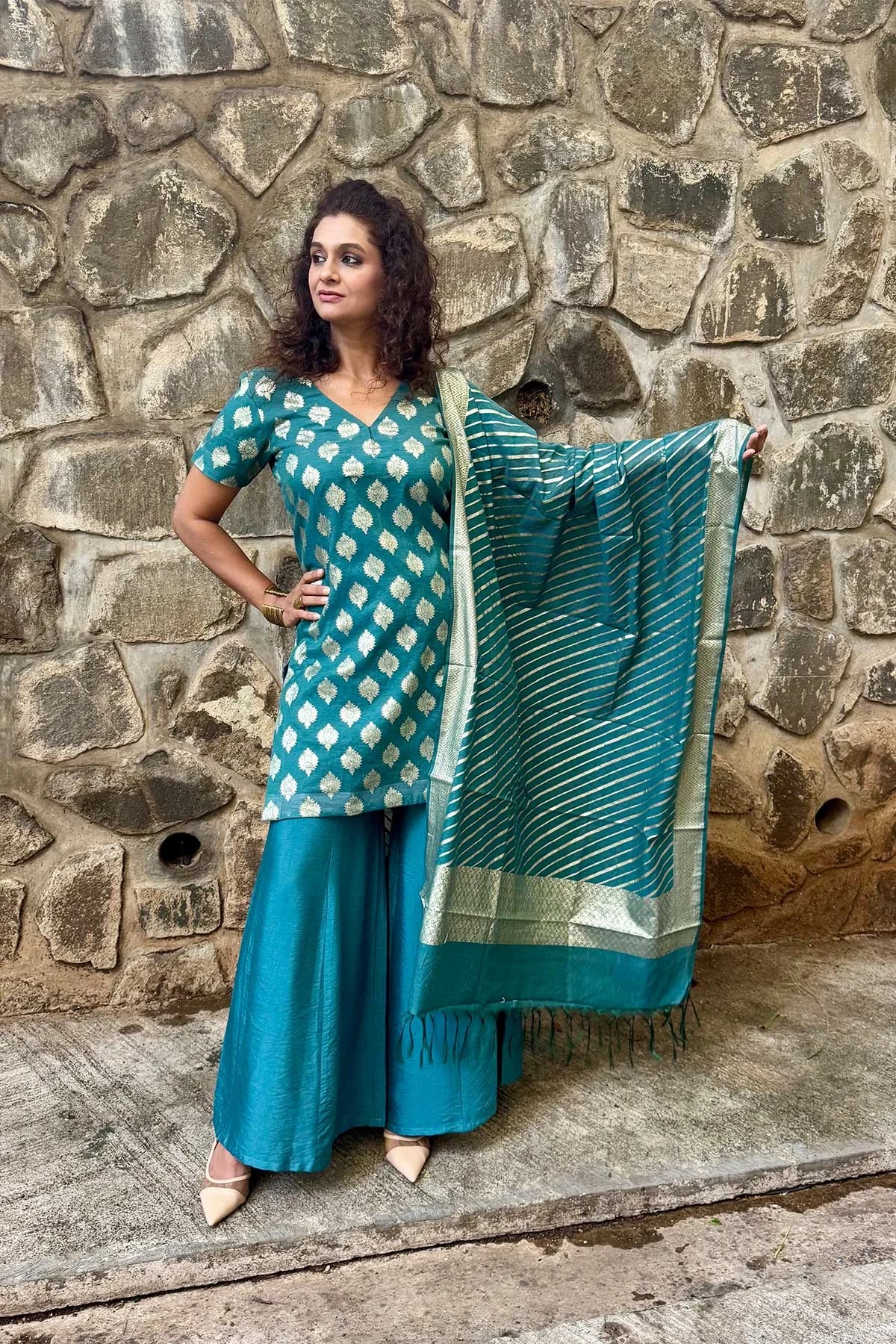 Banarasi Silk Co-Ord Set - Midnight Blue