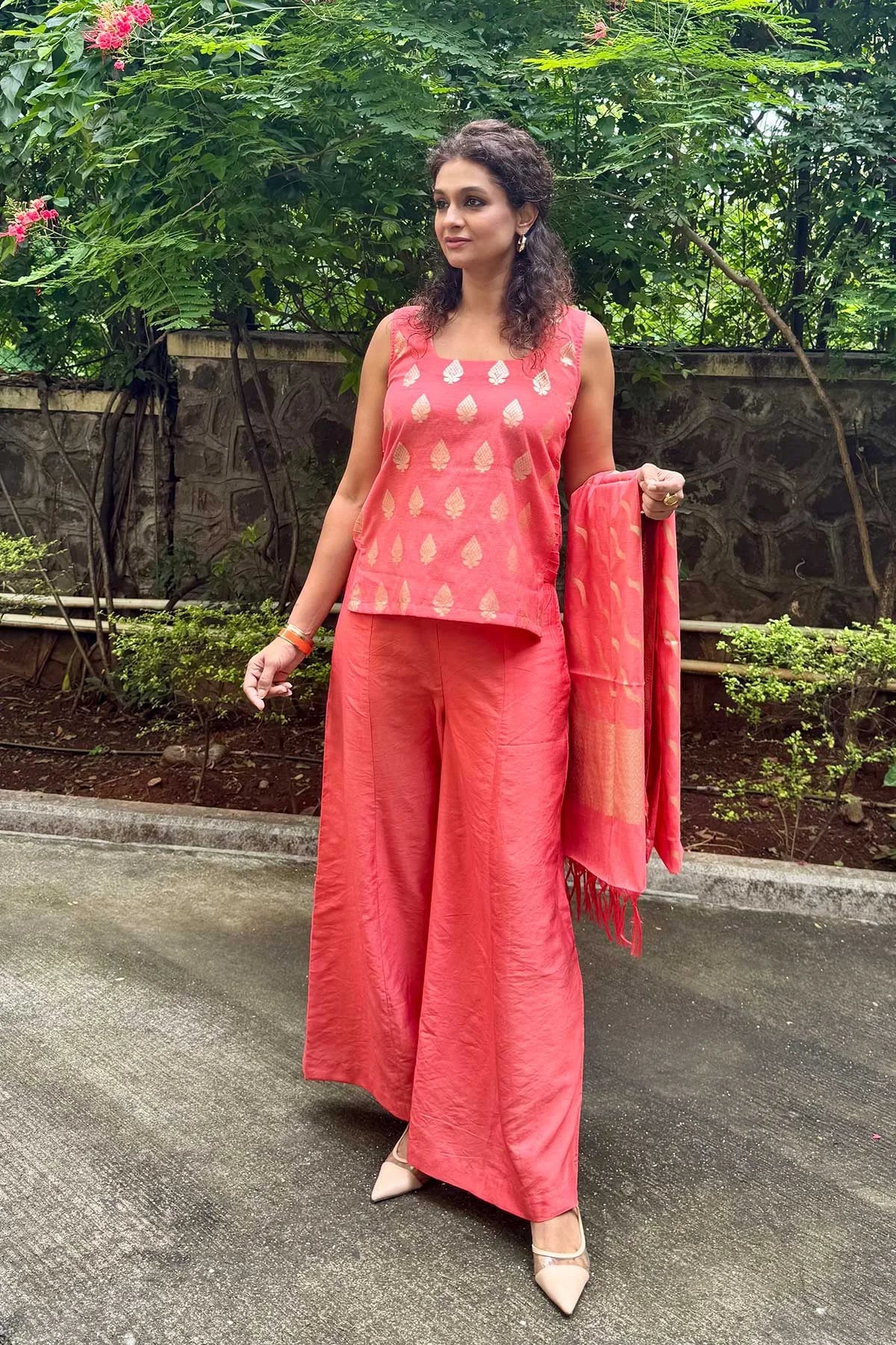 Banarasi Silk Co-Ord Set - Peach