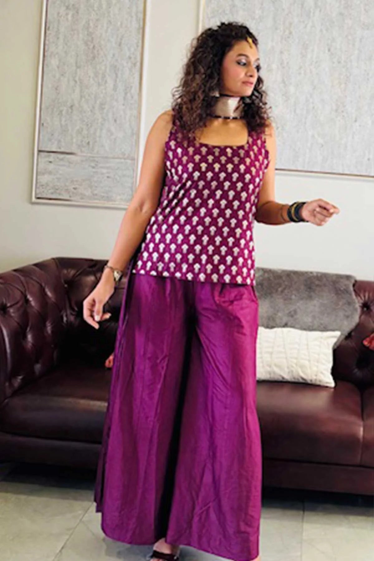 Banarasi Silk Co-Ord Set - Purple