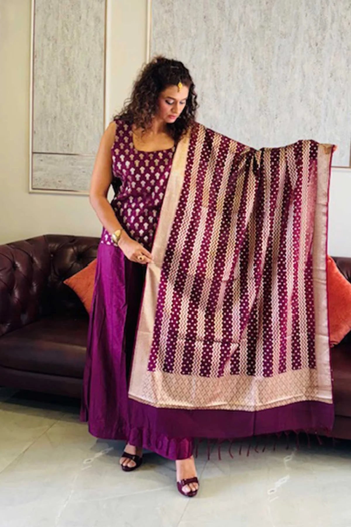 Banarasi Silk Co-Ord Set - Purple