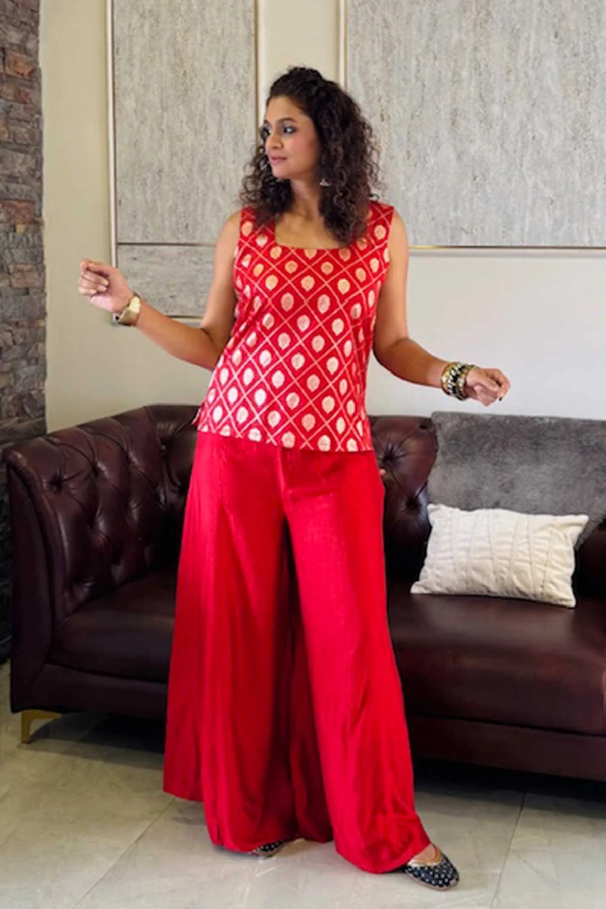 Banarasi Silk Co-Ord Set - Red