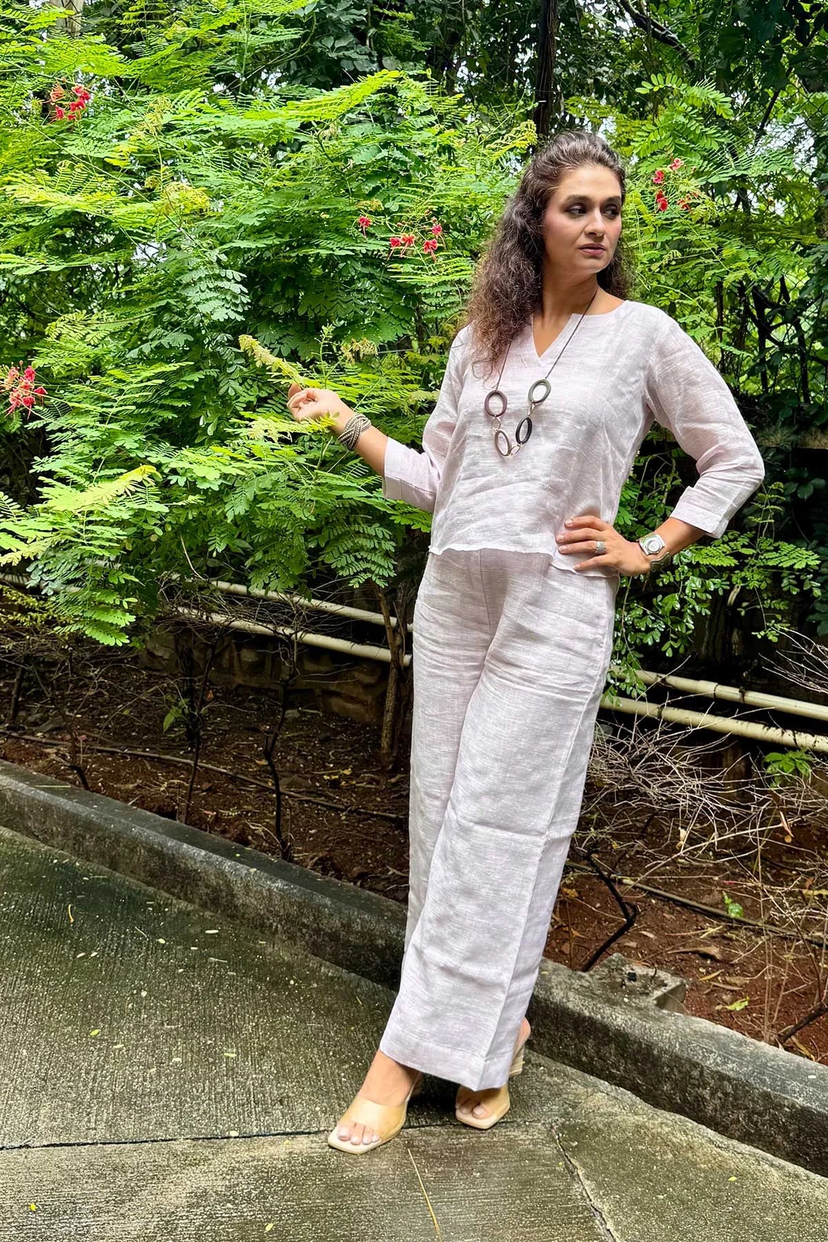 Linen Co-Ord Set - Solid Colour - Off White