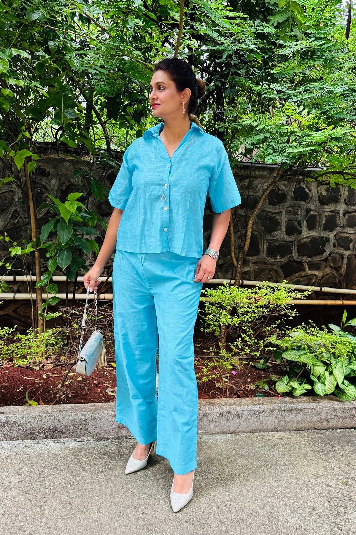 Linen Co-Ord Set - Solid Colour - Sky Blue